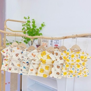 Combo 3-5 bộ quần áo trẻ em bé trai bé gái chất tăm lạnh siêu mát mềm mịn bộ cộc tay xuân hè tăm trắng cho bé 5-16kg