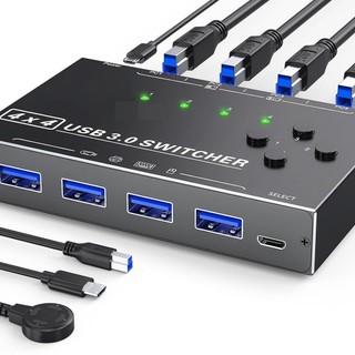 2024 Mới KCEVE USB 3.0 Switch 4 Máy Tính 4 Cổng USB Switch Chọn Cho 4 Máy Tính Chia Sẻ 4 Thiết Bị USB Bàn Phím Chuột Switch