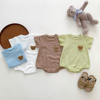 2024 Bé Mùa Hè Quần Áo Sơ Sinh Nam Nữ Jumpsuit Gấu Bé Onesie Tay Ngắn Tam Giác Romper Romper Romper