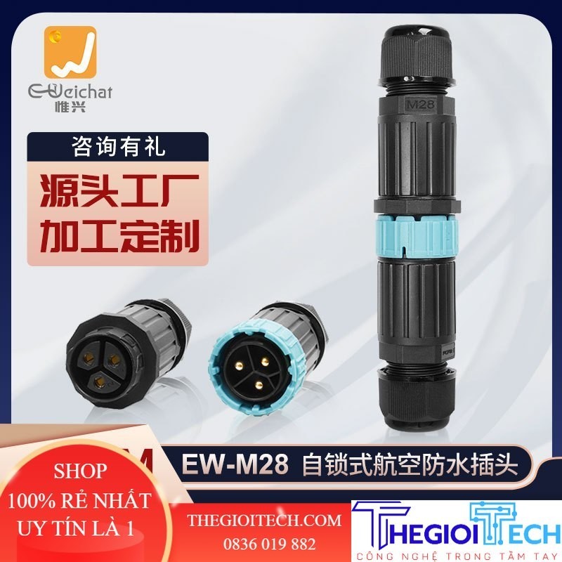 ĐẦU NỐI DÂY CHỐNG NƯỚC EW-M28MF ĐỰC CÁI 2P IP68 - EW-M28MF(12-14mm)