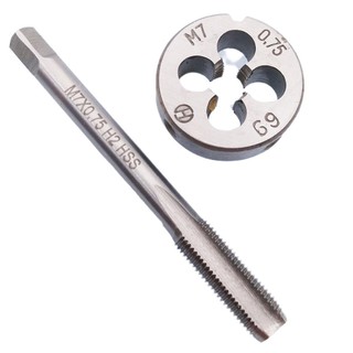 -2 chiếc hss m7 x 0,75mm tap & m7 x 0,75mm die metric thread tay phải