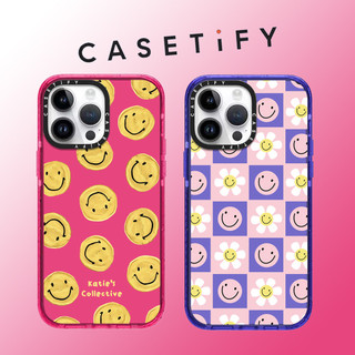 Casetify Graffiti tranh sơn dầu mặt cười viền lấp lánh Vỏ điện thoại Acrylic cho iPhone 15 Pro Max 14 ProMax 13 12Pro 11 Vỏ bảo vệ cứng chống sốc