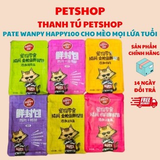 Pate Wanpy Happy100 cho mèo mọi lứa tuổi gói 70gr
