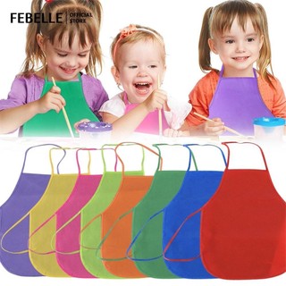 Unisex nhiều màu sắc trẻ em tạp dề trơn không dệt tranh vải nướng tạp dề trẻ em