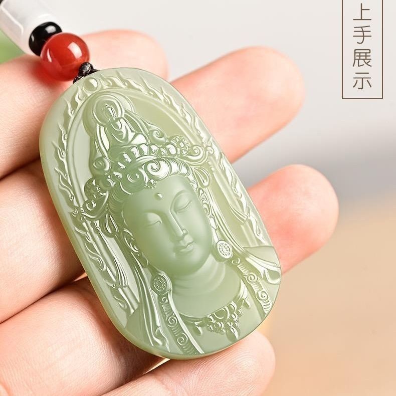 Tự Nhiên Tân Cương Hetian Cừu Béo Ngọc Trắng Afghanistan Ngọc Guanyin Bồ Tát Tượng Phật Quan Âm Bồ T