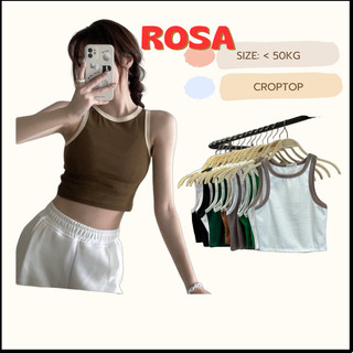 Áo croptop ba lỗ phối viền basic trơn nữ thun gân kiểu ôm body