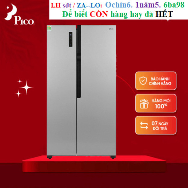 Rẻ chính hãng Tủ lạnh LG Side by Side GR-B256JDS 519 L Inverter màu bạc