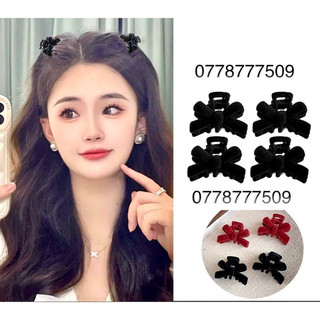 Sẵn cào nhí kẹp tóc càng cua nhung hình nơ mini đen đỏ hcm