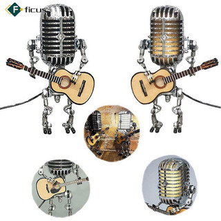 Sẵn sàng! Retro Micro Đèn Bàn Hợp Kim Nhôm Micro Robot Đèn Led Guitar Đèn Trang Trí Nhà Cửa