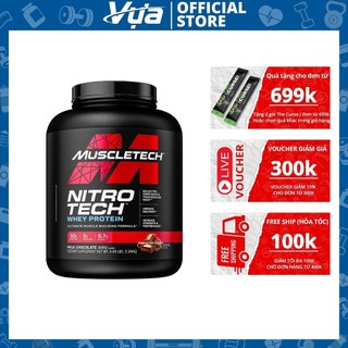Bột Protein MuscleTech - Nitro-Tech (4 Lbs) - Tăng Cơ, Phục Hồi Nhanh, Hỗ Trợ Sức Mạnh - Chính Hãng