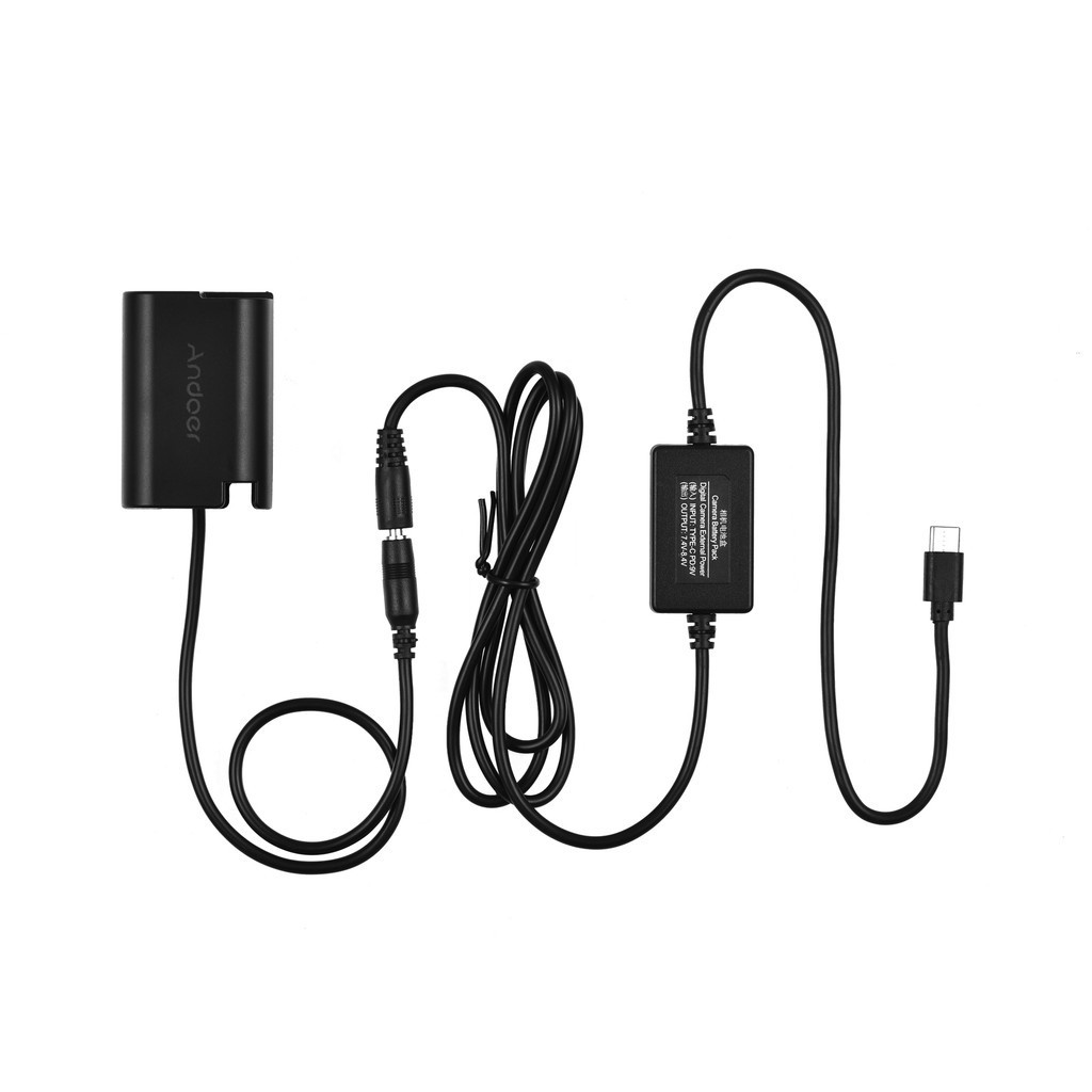 Pin giả Andoer DMW-DCC17 với cáp chuyển đổi nguồn Type-C DMW-BLK22 Phụ kiện khớp nối pin giả thay th