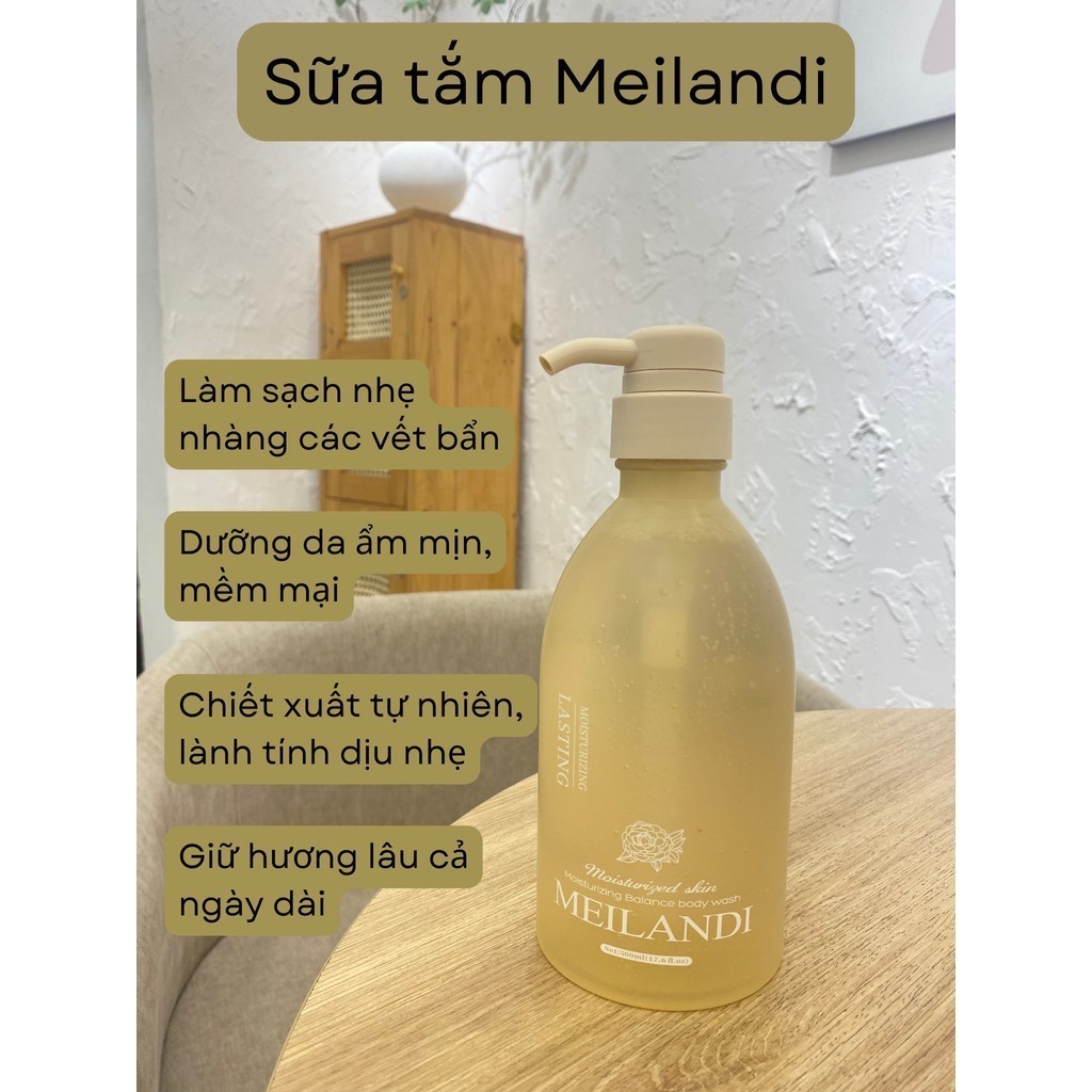Sữa Tắm Hạt Hoa Trà Nhật Bản Cải Thiện Đàn Hồi, Giúp Da Mịn Màng Meilandi VISI 500Ml