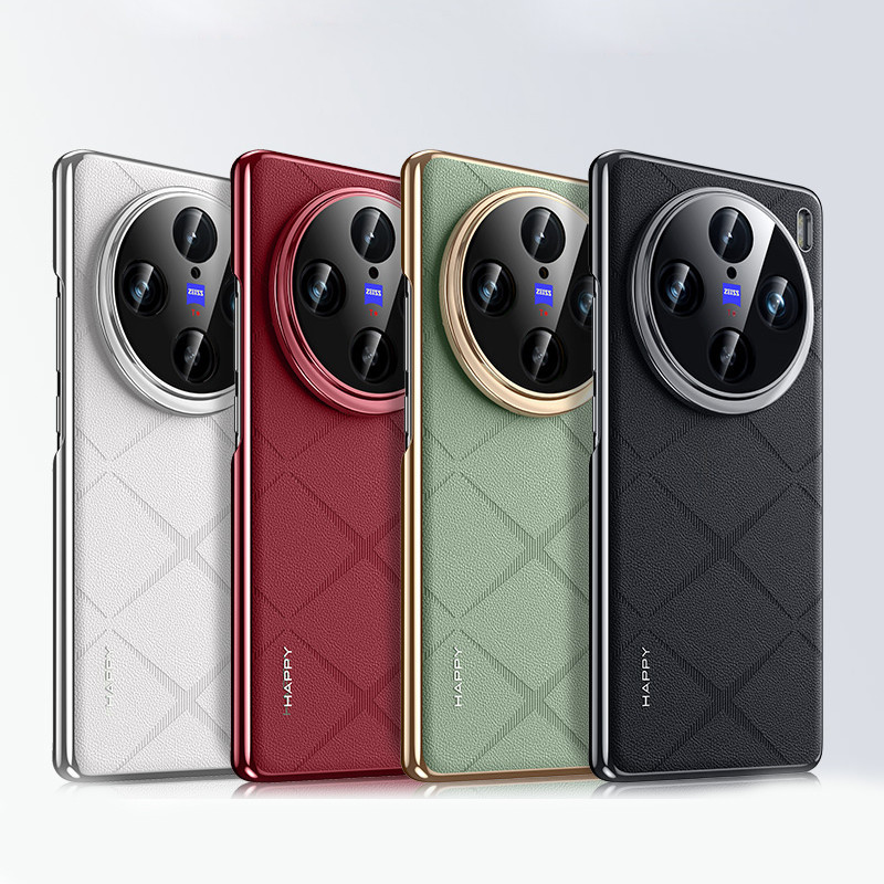 Dành Cho VIVO X100 X100s Pro, X100 Ultra Case ELVEV Da PU Trơn Mạ Điện PC Bảo Vệ Ống Kính Vỏ Điện Th