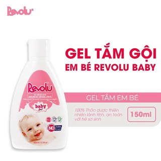  Gel tắm gội em bé Revolu Baby dịu nhẹ, ngừa rôm sảy - Chai màu Hồng 150ml