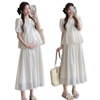 Sét váy bầu MAMADRESS thiết kế suông gồm ÁO KÈM CHÂN VÁY xinh như nàng thơ TƠ TẰM HAI LỚP sang chảnh tiểu thư S23