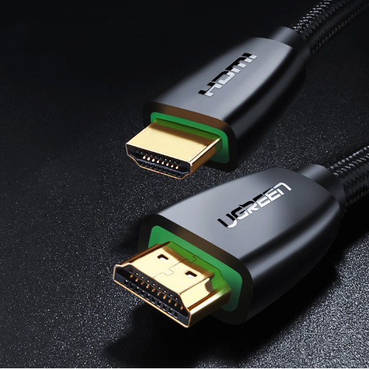 Cable HDMI 2m Ugreen 40410 chuẩn 2.0, 4K HD118 (Dây tròn trơn đen, Hàng cao cấp)