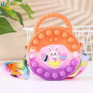 Haoerwu Túi đeo chéo trẻ em hoạt hình mới công chúa silicone túi đeo vai bong bóng giải nén