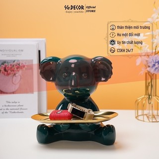 Tượng Gấu Koala dễ thương bê khay đa năng SG.DECOR gốm scao 23cm trang trí nội thất decor mọi không gian quà khai trương