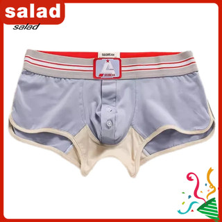 Slim fit boxer quần lót nam boxer quần đùi nam thấp tầng chắp vá màu slim fit quần đùi boxer với nút u mở quần lót thời trang cho nam đông nam á