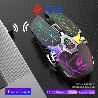 Chuột không dây gaming led siêu đẹp free wolf x13 pin sạc dùng siêu trâu thiết kế đẹp -dc4089