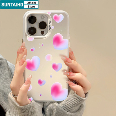 Suntaiho Vỏ Chất Lượng Cao Họa Tiết Trái Tim Bong Bóng Ốp lưng Iphone 16 15 14 12 13 11 Pro Max IP 7 8 Plus Iphon X Xs XR Xs Max TPU Silicone Mềm Cao Cấp Chống Sốc Ốp Lưng