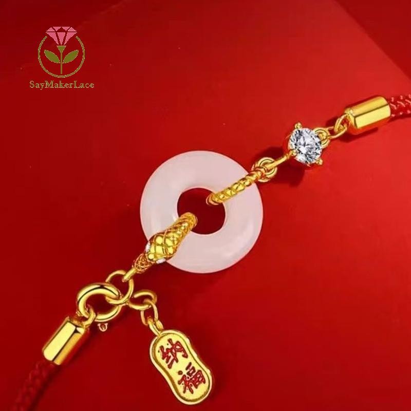 [Saymakerlace] Vòng tay mặt dây chuyền rắn dây màu đỏ may mắn thời trang dành cho nữ Vòng tay bện hình cung hoàng đạo Trung Quốc Quà tặng năm mới | BigBuy360 - bigbuy360.vn