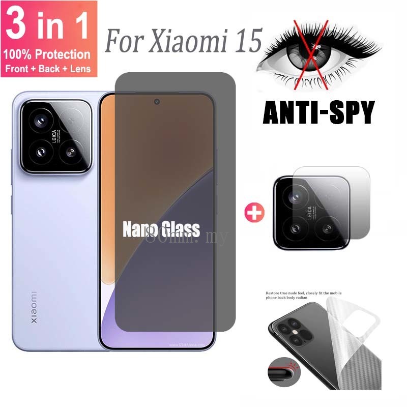 Phim 3 Trong 1 Xiaomi 15 Bảo Vệ Màn Hình Riêng Tư Cho Xiaomi 15 14 13 14T 13T Pro 5G Phim Bảo Vệ Cam
