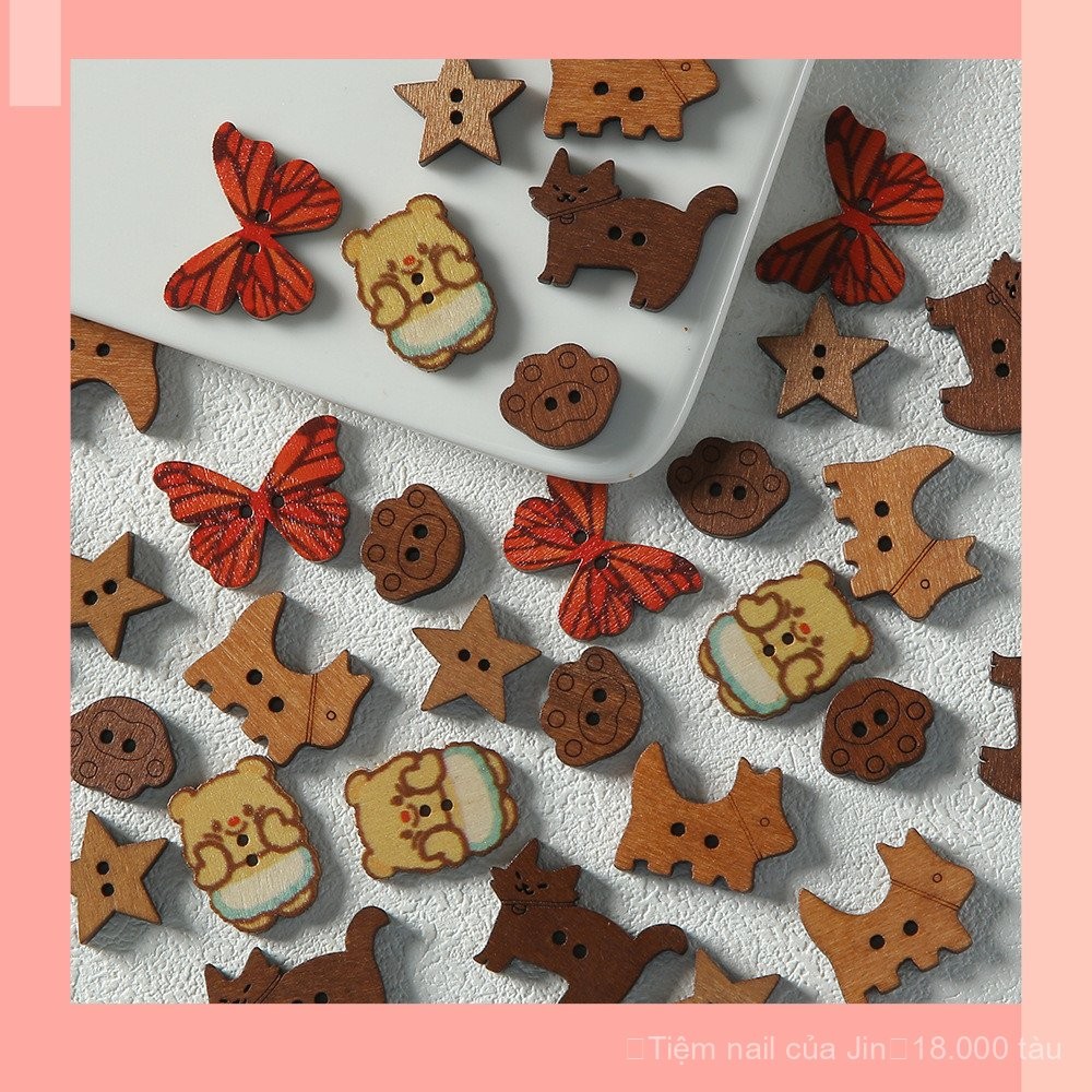 [JIN] Móng vuốt mèo bằng gỗ đàn hương phù hợp dễ thương Puppy Bear Phụ kiện ngôi sao năm cánh, phụ kiện thủ công tự làm