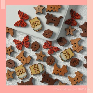 [JIN] Móng vuốt mèo bằng gỗ đàn hương phù hợp dễ thương Puppy Bear Phụ kiện ngôi sao năm cánh, phụ kiện thủ công tự làm