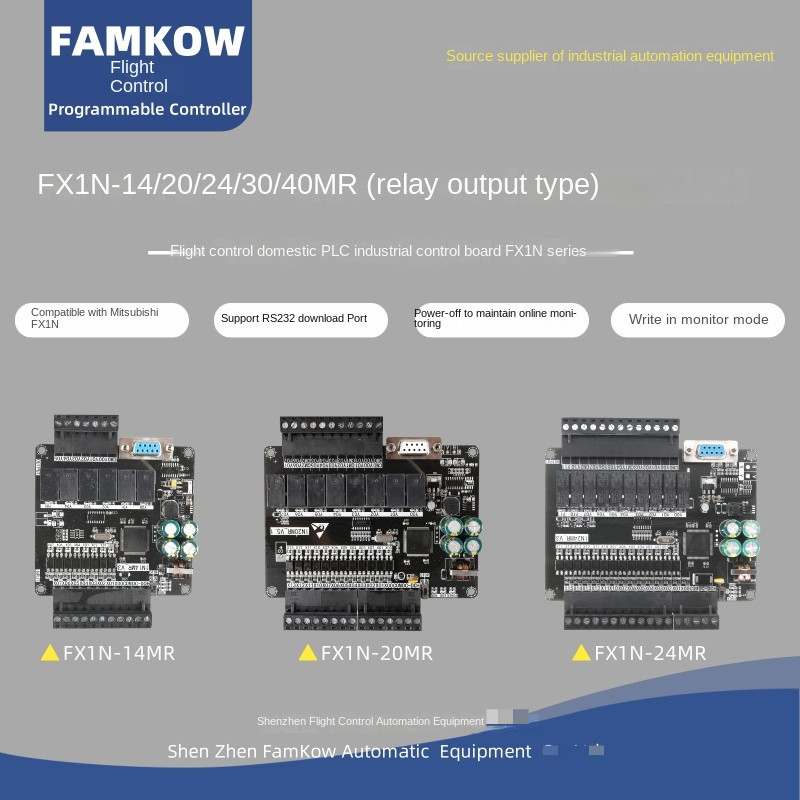 Board Mạch PLC FK FX1N-24MR: 14 input 10 output Đầu Ra Rơle, DB9 RS232, 24VDC, xung tốc độ cao,Hỗ Tr