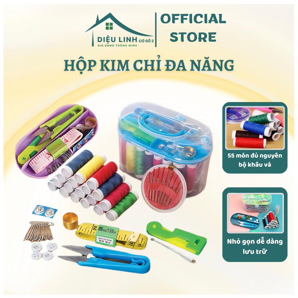 Hộp Kim Chỉ 55 Món Phụ Kiện May Vá May Đồ Đa Năng Tiện Dụng Hộp Kim Chỉ Gia Đình Tiện Dụng