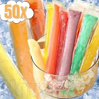  Bộ 50 Túi đựng đá Lolly dùng một lần - Kem Sticks Freezer Tube- Túi đựng khuôn kem Popsicle mùa hè - Túi đóng gói kem DIY - dành cho nước ép cà phê sữa chua - Đồ dùng làm đá Lolly tự làm 