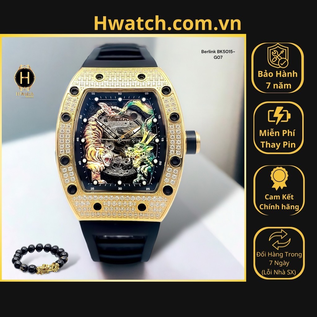[Có sẵn] [Chính hãng] Đồng Hồ Nam Berlink Automatic BK5015-G07 Dây Casu Limited Edition HwatchAuthen