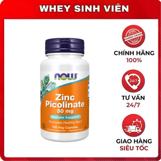 Now zinc picolinate 50mg 120 viên - viên uống hỗ trợ cân bằng test tại whey sinh viên hải phòng