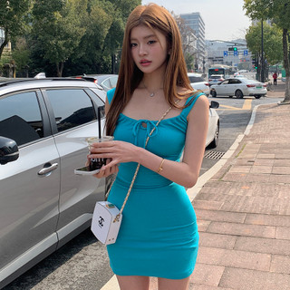 Đầm Nữ Mùa Hè 2024 Phong Cách Mới Gợi Cảm Dây Rút Nơ Xe Tăng Top Đầm Pure Desire Váy Ngắn Ôm Hơn Nhìn Đầm Nữ