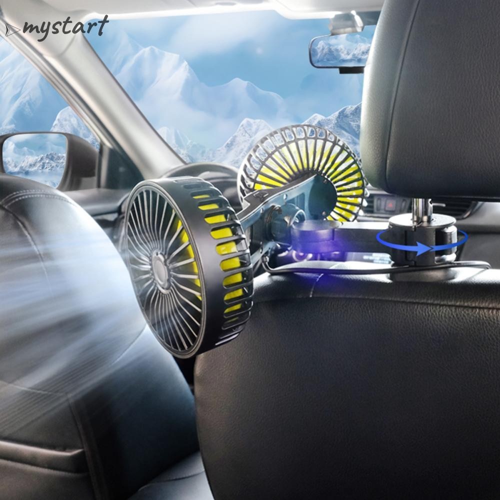 [Mystart.vn] Quạt làm mát lưng ghế ô tô 12V / 24V Đầu kép USB Xe làm mát cổ xe hơi Quạt mạnh mẽ