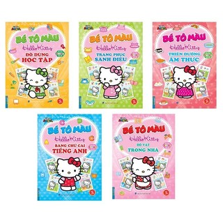 Sách tô màu & dán hình sticker hello kitty dành cho bé gái - minh thắng
