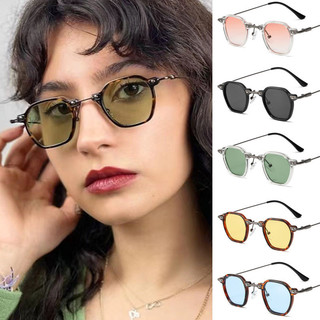 Phong Cách Mới Influencer Cùng Phong Cách Kính Khung Nam Nữ Thời Trang Retro Kính Mát Kim Loại Đa Giác Khung Nhỏ 8042