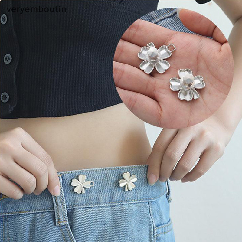 Trong 1 Cặp Bốn Lá Cỏ Ba Lá Thắt Lưng Có Thể Điều Chỉnh Khóa Cho Quần Jean Không Cần May Nút Có Thể Tháo Rời Quần Váy Nút Thắt Lưng n