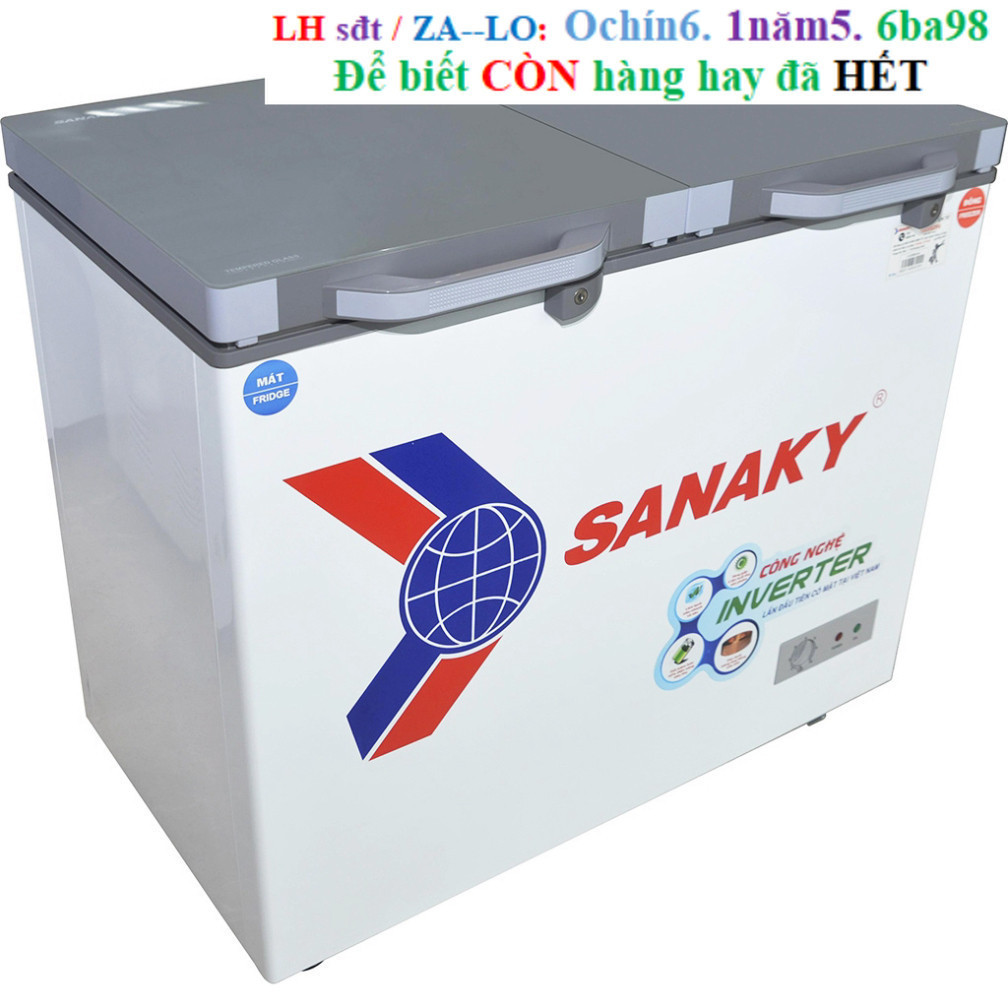 Rẻ Tủ đông Inverter SANAKY 220 lít VH-2899W4K - MẶT KÍNH CƯỜNG LỰC, 1 NGĂN ĐÔNG 1 NGĂN MÁT - BẢO HÀN