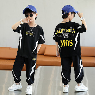Quần Ngắn Tay Phù Hợp Với Hai Mảnh Quần Áo Trẻ Em Bé Trai Mùa Hè Phong Cách Mới Vừa Lớn Trẻ Em Thể Thao Mùa Hè Trẻ Em Tay Xù