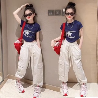 Quần T Quần Quần Áo Mùa Hè Phong Cách Mới Trẻ Em Mùa Hè Bé Gái Trắng Lớn Bé Gái Quần Áo Mùa Hè Mỏng Phong Cách Nhanh Khô