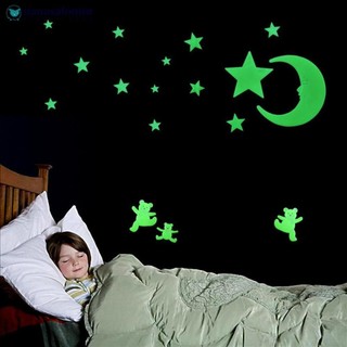 Nanasalonnn 12 ngôi sao mặt trăng dán decal huỳnh quang tường trang trí nhà f4o9