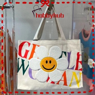 Hobbyhub 1 Túi Đeo Vai, In / Thêu Chữ Túi Xách Vải, Màu Sắc Cầu Vồng Thông Thường Túi Tote Nữ Dung Tích Lớn