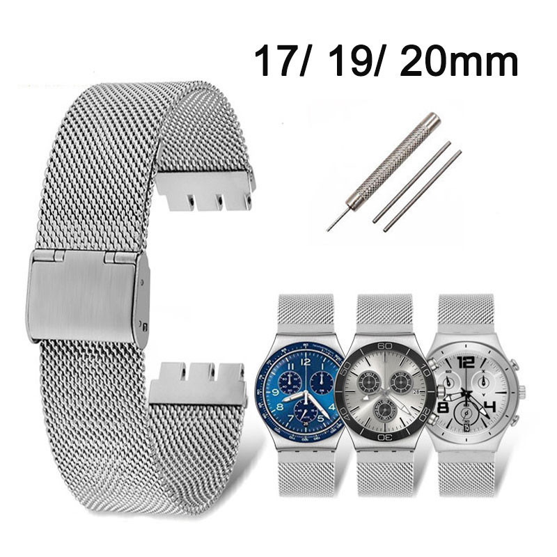 Lưới Milanese Dây đeo đồng hồ bằng thép không gỉ cho dây đeo đồng hồ Swatch 17mm 19mm 20mm Dây đeo đ