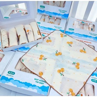 Khăn xô sữa cho bé Muslin Jubon mềm mại cao cấp set 6 cái 30x30cm BEST WISHES FOR BABY