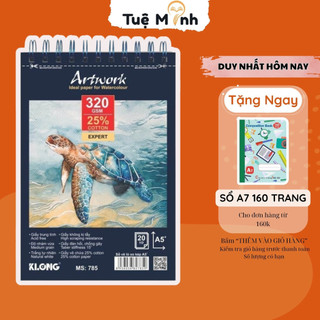 Sổ vẽ màu nước Klong Artwork lò xo A5 MS 785 40 trang 20 tờ cao cấp bám màu
