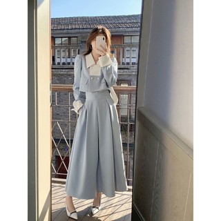 Set Thời Trang Công Sở Nữ Thanh Lịch Mẫu Mới Mùa Xuân Chân Váy Cạp Cao, Áo Khoác Ngắn Kiểu Pháp