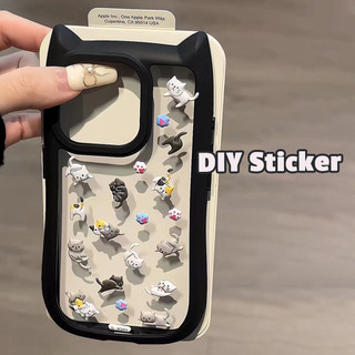 Ins tự làm miếng dán tai mèo ốp lưng iphone 11 ốp lưng iphone 14 pro max 12 13 15 pro max mềm trong suốt ốp lưng