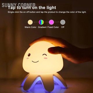 Sunny corner Đèn ngủ hình con sứa Điều khiển từ xa dễ thương RGB Silicone Tap với máy nghe nhạc để trang trí